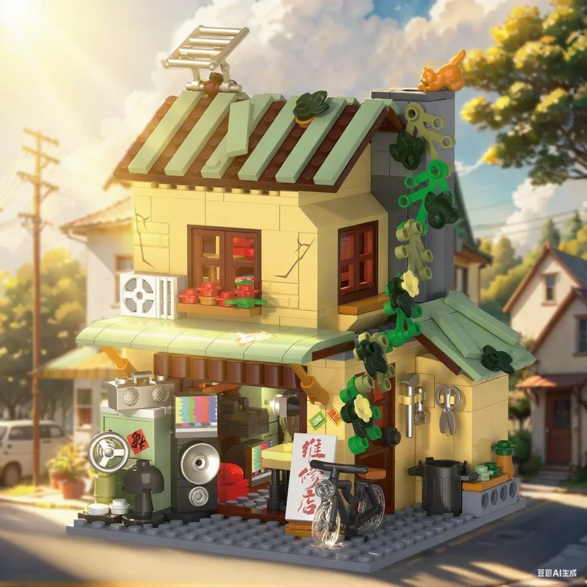 Model Kit Japanese - Vintage Japanese Shop Building Kit, LED