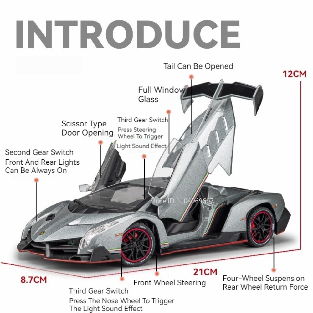 1:24 Scale Veneno Sports Car M - огляд і ціна Model Kit Lamborghini